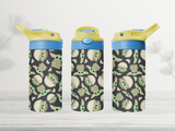 12oz-kids-flip-top-drink-bottle-insulated-water-bottle-drink-bottle-baby-yoda-TR-collective-yellow-blue-lid-front