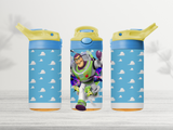 12oz-kids-flip-top-drink-bottle-insulated-water-bottle-drink-bottle-buzz-TR-collective-yellow-blue-lid-front