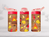 12oz-kids-flip-top-drink-bottle-insulated-water-bottle-drink-bottle-fire-truck-TR-collective-pink-red-lid-front