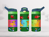 12oz-kids-flip-top-drink-bottle-insulated-water-bottle-drink-bottle-lion-king-TR-collective-blue-green-lid-front