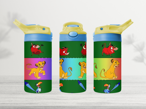 12oz-kids-flip-top-drink-bottle-insulated-water-bottle-drink-bottle-lion-king-TR-collective-yellow-blue-lid-front