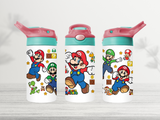 12oz-kids-flip-top-drink-bottle-insulated-water-bottle-drink-bottle-mario-TR-collective-red-green-lid-front