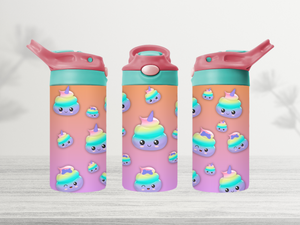 12oz-kids-flip-top-drink-bottle-insulated-water-bottle-drink-bottle-marshmallow-TR-collective-blue-green-lid-front