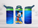 12oz-kids-flip-top-drink-bottle-insulated-water-bottle-drink-bottle-mickey-TR-collective-blue-green-lid-front