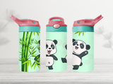 12oz-kids-flip-top-drink-bottle-insulated-water-bottle-drink-bottle-panda-TR-collective-red-green-lid-front