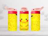 12oz-kids-flip-top-drink-bottle-insulated-water-bottle-drink-bottle-pikachu-TR-collective-pink-red-lid-front