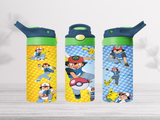 12oz-kids-flip-top-drink-bottle-insulated-water-bottle-drink-bottle-pokemon-2-TR-collective-blue-green-lid-front