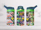 12oz-kids-flip-top-drink-bottle-insulated-water-bottle-drink-bottle-pokemon-TR-collective-blue-green-lid-front