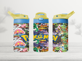 12oz-kids-flip-top-drink-bottle-insulated-water-bottle-drink-bottle-pokemon-TR-collective-yellow-blue-lid-front