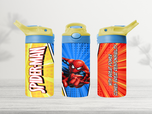 12oz-kids-flip-top-drink-bottle-insulated-water-bottle-drink-bottle-spider-man-2-TR-collective-yellow-blue-lid-front