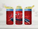 12oz-kids-flip-top-drink-bottle-insulated-water-bottle-drink-bottle-spider-man-TR-collective-yellow-blue-lid-front