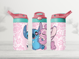 12oz-kids-flip-top-drink-bottle-insulated-water-bottle-drink-bottle-stitch-TR-collective-red-green-lid-front