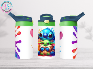 12oz Kids Flip Top Drink Bottle - Stitch and Yoda