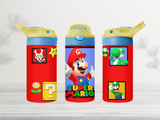 12oz-kids-flip-top-drink-bottle-insulated-water-bottle-drink-bottle-super-mario-TR-collective-yellow-blue-lid-front