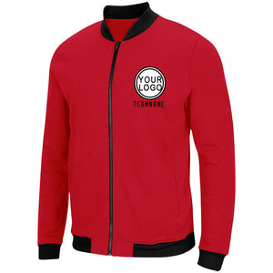 Custom Long Sleeve Windbreaker Jackets Uniform Printed Your Logo Name Number Red-White-Black