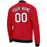 Custom Long Sleeve Windbreaker Jackets Uniform Printed Your Logo Name Number Red-White-Black