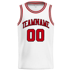 Custom Stitched Basketball Jersey for Men, Women And Kids White-Red-Black