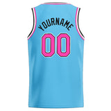 Custom Stitched Basketball Jersey for Men, Women And Kids Light Blue-Pink-White-Black