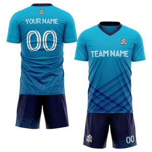 custom soccer set jersey kids adults personalized soccer blue