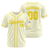 Custom Baseball Jersey Stitched Design Personalized Hip Hop Baseball Shirts Cream-Yellow