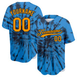 Custom Full Print Design Blue Tie-Dyed Baseball Jersey