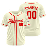 Custom Baseball Jersey Stitched Design Personalized Hip Hop Baseball Shirts Cream-Red