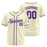 Custom Baseball Jersey Stitched Design Personalized Hip Hop Baseball Shirts Cream-Purple