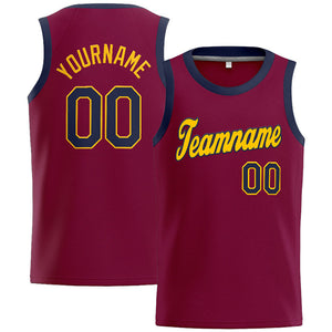 Custom Basketball Jersey Crimson-Yellow-Black