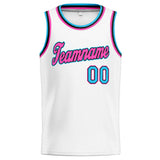 Custom Stitched Basketball Jersey for Men, Women And Kids White-Pink-Light Blue