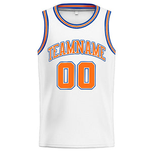 Custom Stitched Basketball Jersey for Men, Women And Kids White-Orange-Royal