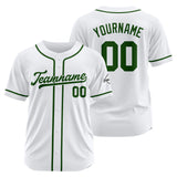 Custom Baseball Jersey Stitched Design Personalized Hip Hop Baseball Shirts White-Dark Green