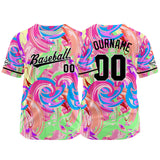 Custom Full Print Design Baseball Jersey green-pink-purple