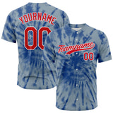 Custom Full Print Design Baseball Jersey Grey blue tie-dyed