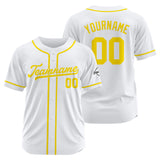 Custom Baseball Jersey Stitched Design Personalized Hip Hop Baseball Shirts White-Yellow