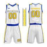 custom basketball suit for adults and kids  personalized jersey white-yellow