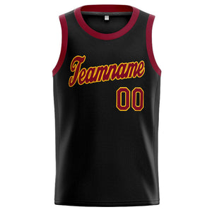 Custom Stitched Basketball Jersey for Men, Women And Kids Black-Crimson-Yellow