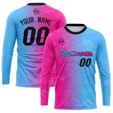 Custom Basketball Soccer Football Shooting Long T-Shirt for Adults and Kids Pink&Light Blue