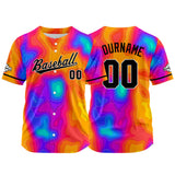 Custom Full Print Design Baseball Jersey orange-red-blue