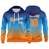 Custom Gradient Hoodie For Man Woman Girl Boy Print Your Logo Name Number Blue Orange