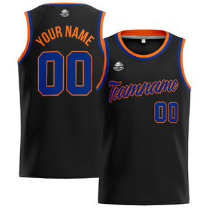 Custom Stitched Basketball Jersey for Men, Women  And Kids Black-Royal-Orange