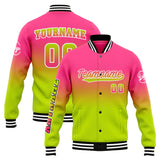 Custom Gradient Varsity Jacket Letterman jacket for Men, Women and Youth Pink Chartreuse