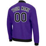 Custom Long Sleeve Windbreaker Jackets Uniform Printed Your Logo Name Number Purple-Black-White