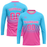 Custom Basketball Soccer Football Shooting Long T-Shirt for Adults and Kids Light Blue&Pink