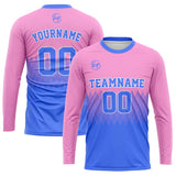 Custom Basketball Soccer Football Shooting Long T-Shirt for Adults and Kids Pink&Light Blue