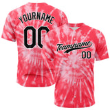 Custom Full Print Design Baseball Jersey red tie-dyed