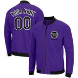 Custom Long Sleeve Windbreaker Jackets Uniform Printed Your Logo Name Number Purple-Black-White