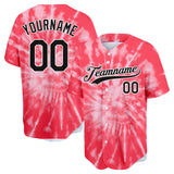 Custom Full Print Design Red Tie-Dyed Baseball Jersey