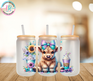 16oz Glass Tumbler - Adorable Moo