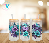 16oz Glass Tumbler - Boho Flowers