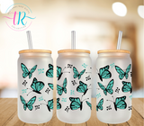 16oz Glass Tumbler - Butterflies